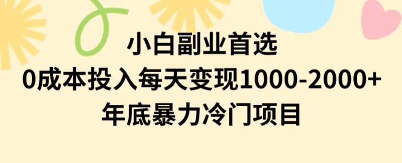 小白副业首选，0成本投入，每天变现1000-2000年底暴力冷门项目【揭秘】-逐风项目库