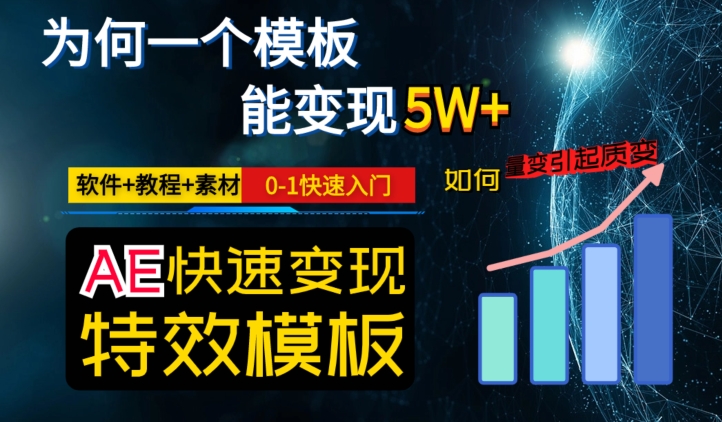 AE视频特效模板变现月入3-5W，0-1快速入门，软件+教程+素材-逐风项目库