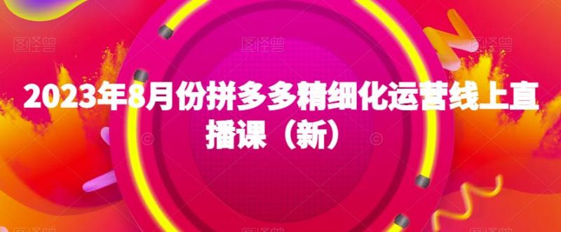 2023年8月份拼多多精细化运营线上直播课（新）-逐风项目库
