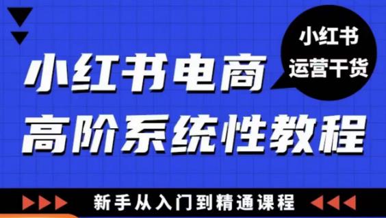 小红书电商高阶系统教程，新手从入门到精通系统课-逐风项目库