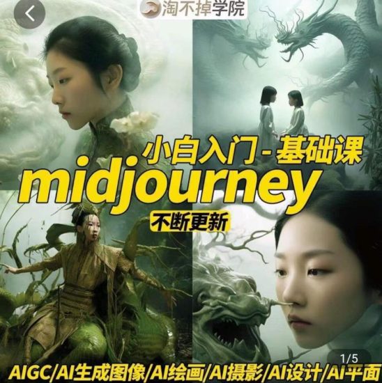 淘不掉学院·midjourney小白入门基础，​AI摄影+AI设计+AI绘画-AIGC作图-逐风项目库