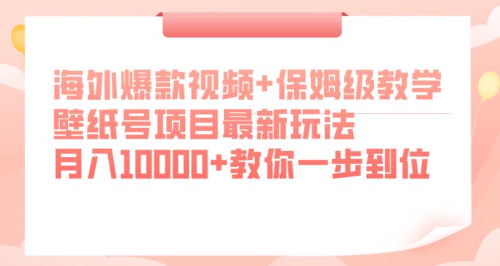 海外爆款视频+保姆级教学，壁纸号项目最新玩法，月入10000+教你一步到位【揭秘】-逐风项目库