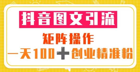 抖音图文引流矩阵操作一天100+创业精准粉（5节视频课+素材模板）-逐风项目库