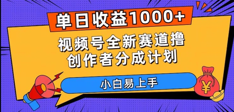 单日收益1000+，视频号全新赛道撸创作者分成计划，小白易上手【揭秘】-逐风项目库