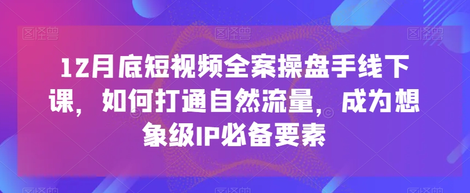 12月底短视频全案操盘手线下课，如何打通自然流量，成为想象级IP必备要素-逐风项目库