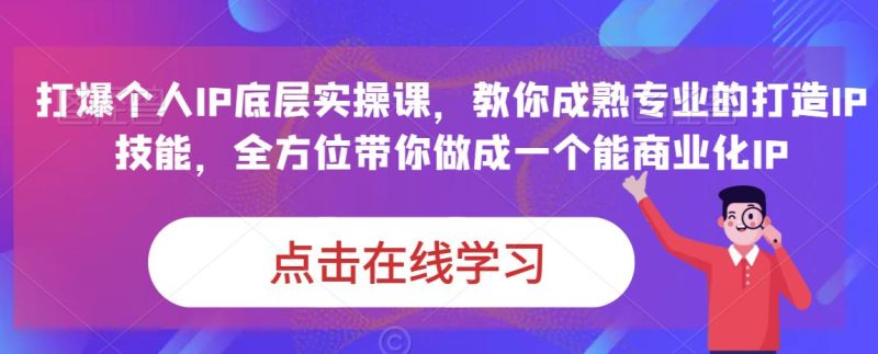 蟹老板·打爆个人IP底层实操课，教你成熟专业的打造IP技能，全方位带你做成一个能商业化IP-逐风项目库