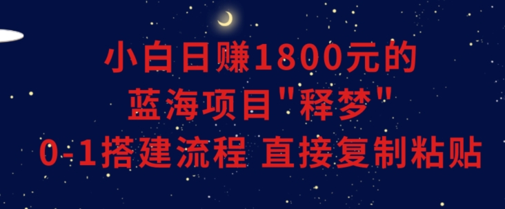 小白能日赚1800元的蓝海项目”释梦”0-1搭建流程可直接复制粘贴长期做【揭秘】-逐风项目库