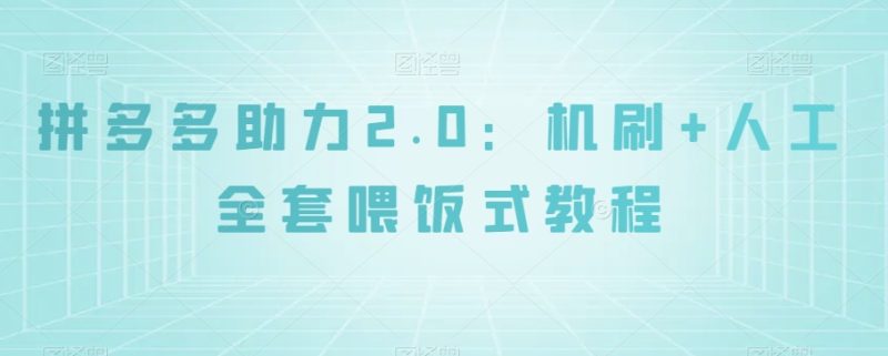 拼多多助力2.0：机刷+人工全套喂饭式教程【揭秘】-逐风项目库