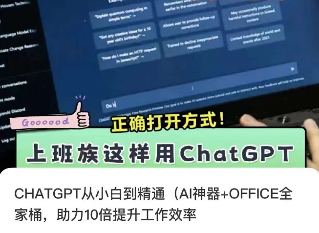 CHATGPT从小白到精通，AI神器+OFFICE全家桶，助力10倍提升工作效率-逐风项目库