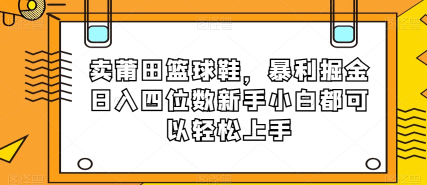 卖莆田篮球鞋，暴利掘金日入四位数新手小白都可以轻松上手【揭秘】-逐风项目库