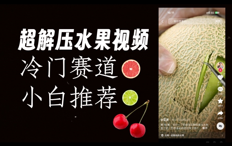 超冷门抖音赛道，水果解压视频0风险，非常容易爆火【揭秘】-逐风项目库