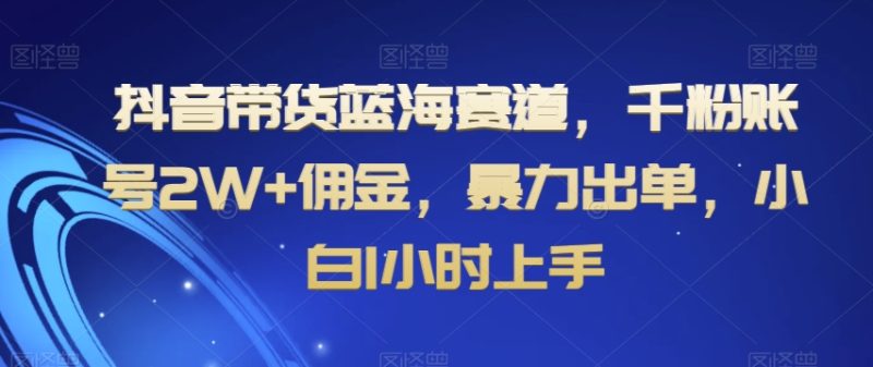 抖音带货蓝海赛道，千粉账号2W+佣金，暴力出单，小白1小时上手【揭秘】-逐风项目库