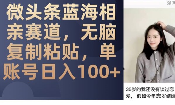 微头条蓝海相亲赛道，无脑复制粘贴，单账号日入100+-逐风项目库