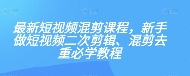 最新短视频混剪课程，新手做短视频二次剪辑、混剪去重必学教程-逐风项目库