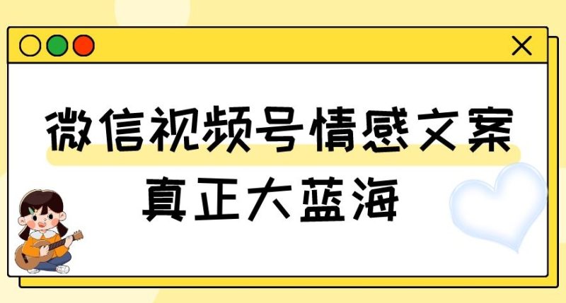 视频号情感文案，真正大蓝海，简单操作，新手小白轻松上手（教程+素材）【揭秘】-逐风项目库