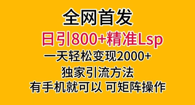 全网首发！日引800+精准老色批，一天变现2000+，独家引流方法，可矩阵操作【揭秘】-逐风项目库