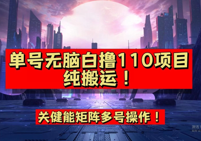 9月全网首发，单号直接白撸110！可多号操作，无脑搬运复制粘贴【揭秘】-逐风项目库