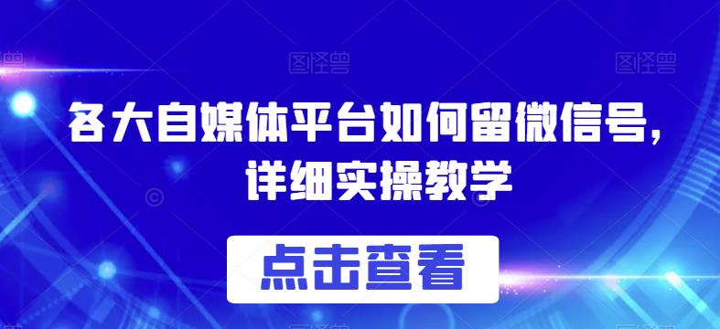 各大自媒体平台如何留微信号，详细实操教学【揭秘】-逐风项目库