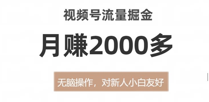视频号流量掘金，无脑操作，对新人小白友好，月赚2000多【揭秘】-逐风项目库