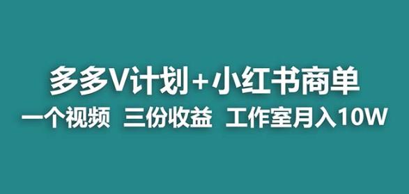 【蓝海项目】多多v计划+小红书商单一个视频三份收益工作室月入10w-逐风项目库