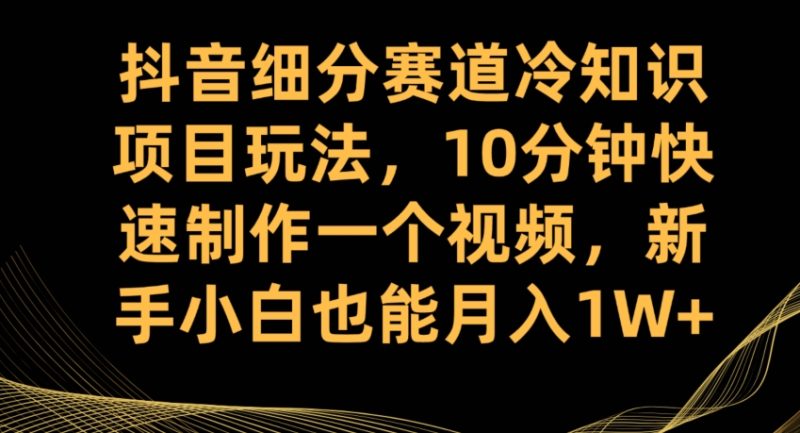 抖音细分赛道冷知识项目玩法，10分钟快速制作一个视频，新手小白也能月入1W+【揭秘】-逐风项目库