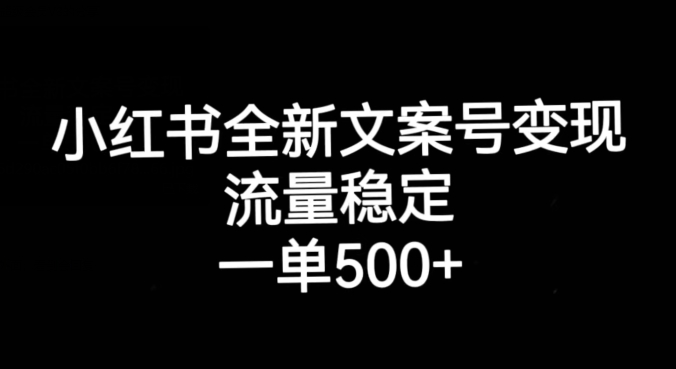 小红书全新文案号变现，流量稳定，一单收入500+-逐风项目库