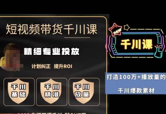 短视频带货-千川专业投放课，​精细化专业投放，计划纠正，提升ROI-逐风项目库