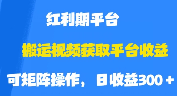 搬运视频获取平台收益，平台红利期，附保姆级教程【揭秘】-逐风项目库