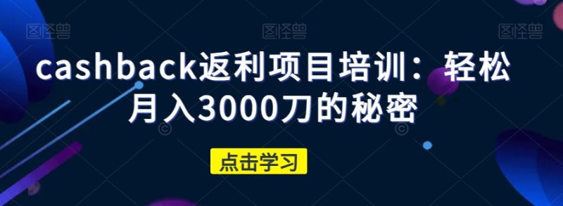 cashback返利项目培训：轻松月入3000刀的秘密-逐风项目库
