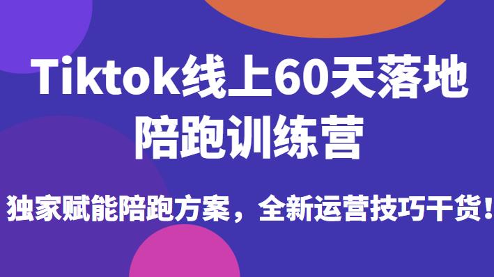 Tiktok线上60天落地陪跑训练营，独家赋能陪跑方案，全新运营技巧干货-逐风项目库