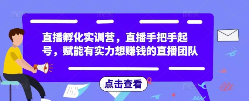 直播孵化实训营，直播手把手起号，赋能有实力想赚钱的直播团队-逐风项目库
