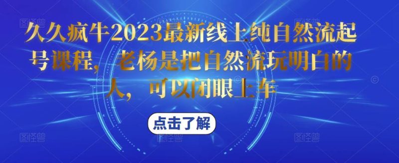 久久疯牛2023最新线上纯自然流起号课程，老杨是把自然流玩明白的人，可以闭眼上车-逐风项目库