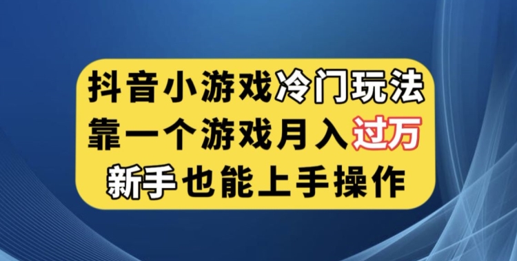 抖音小游戏冷门玩法，靠一个游戏月入过万，新手也能轻松上手【揭秘】-逐风项目库