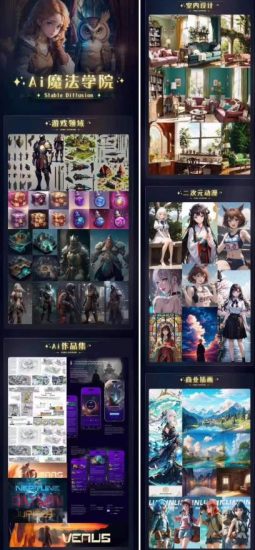 Ai魔法绘画 Stable Diffusion专业课高效辅助Ui/运营作品集0到精通系统课-逐风项目库