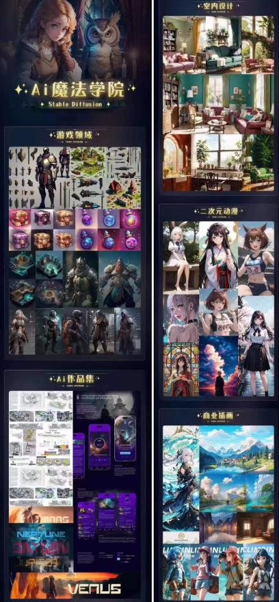 Ai魔法绘画 Stable Diffusion专业课高效辅助Ui/运营作品集0到精通系统课-逐风项目库