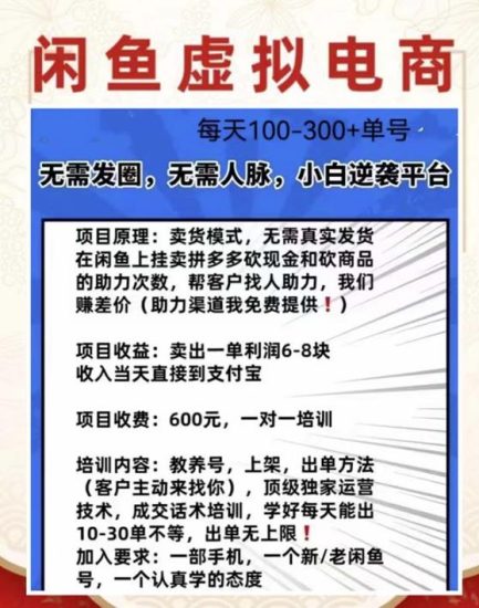 外边收费600多的闲鱼新玩法虚似电商之拼多多助力项目，单号100-300元-逐风项目库